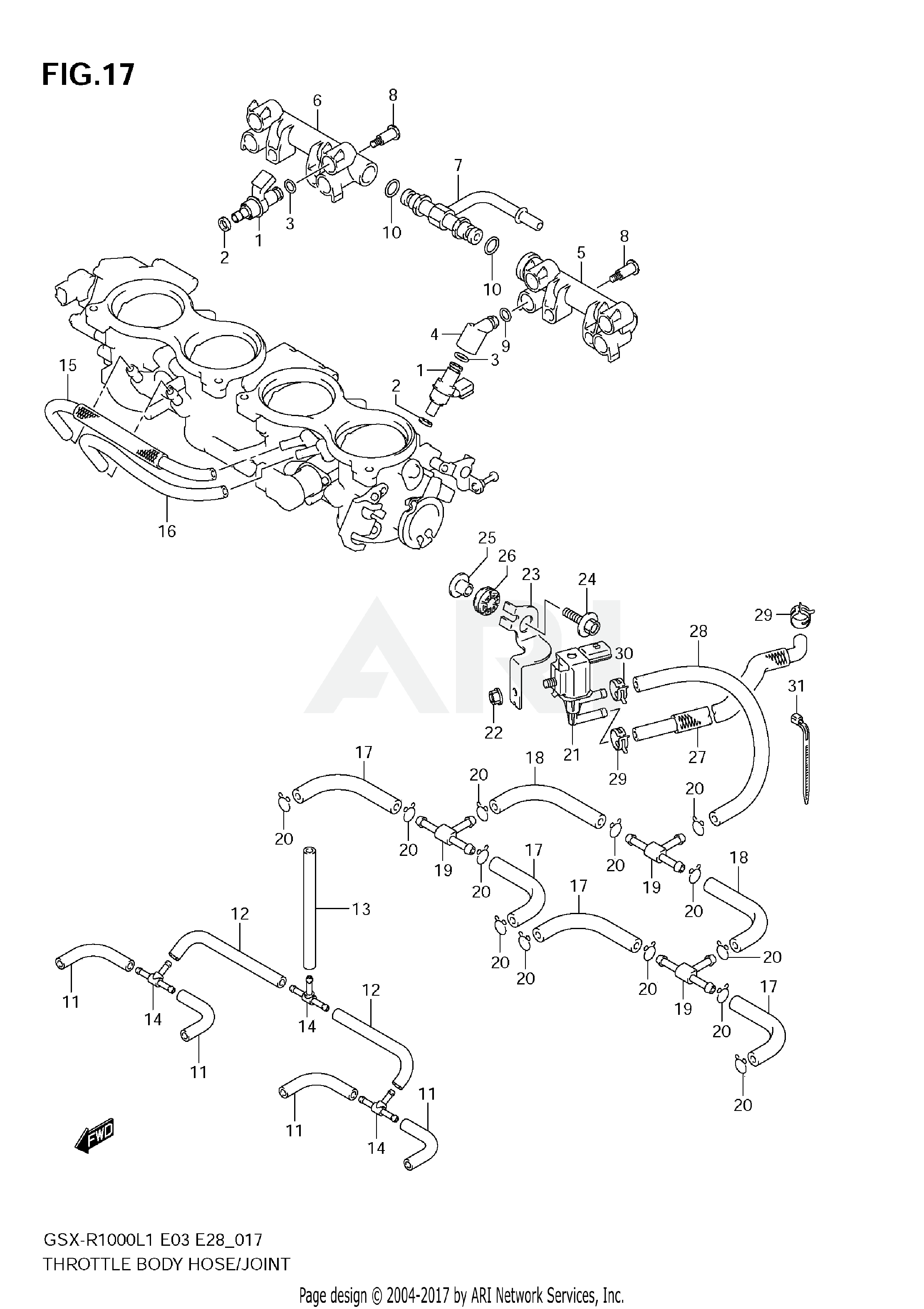 THROTTLE BODY HOSE/JOINT (GSX-R1000L1 E33)