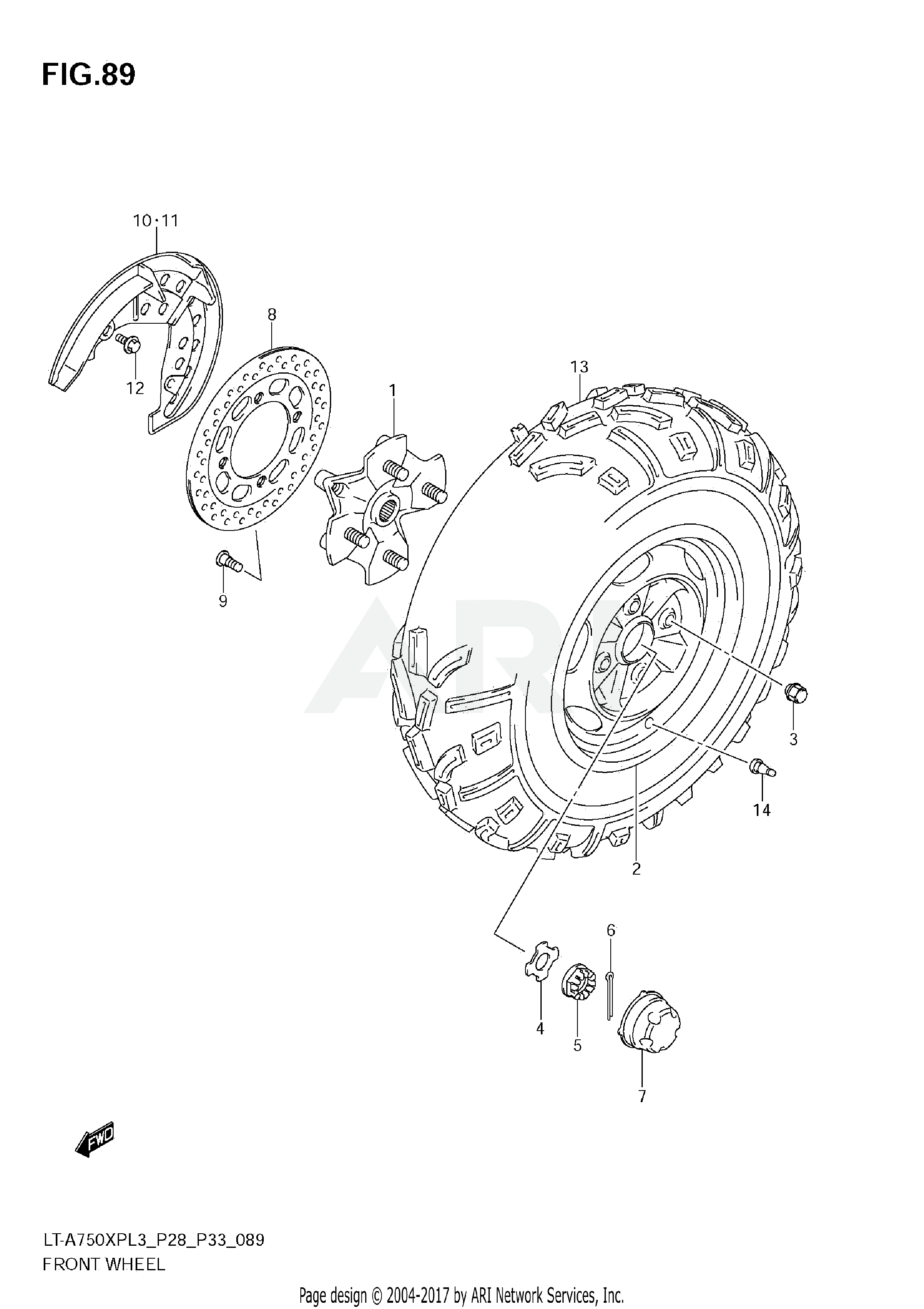 FRONT WHEEL (LT-A750XPL3 P28)