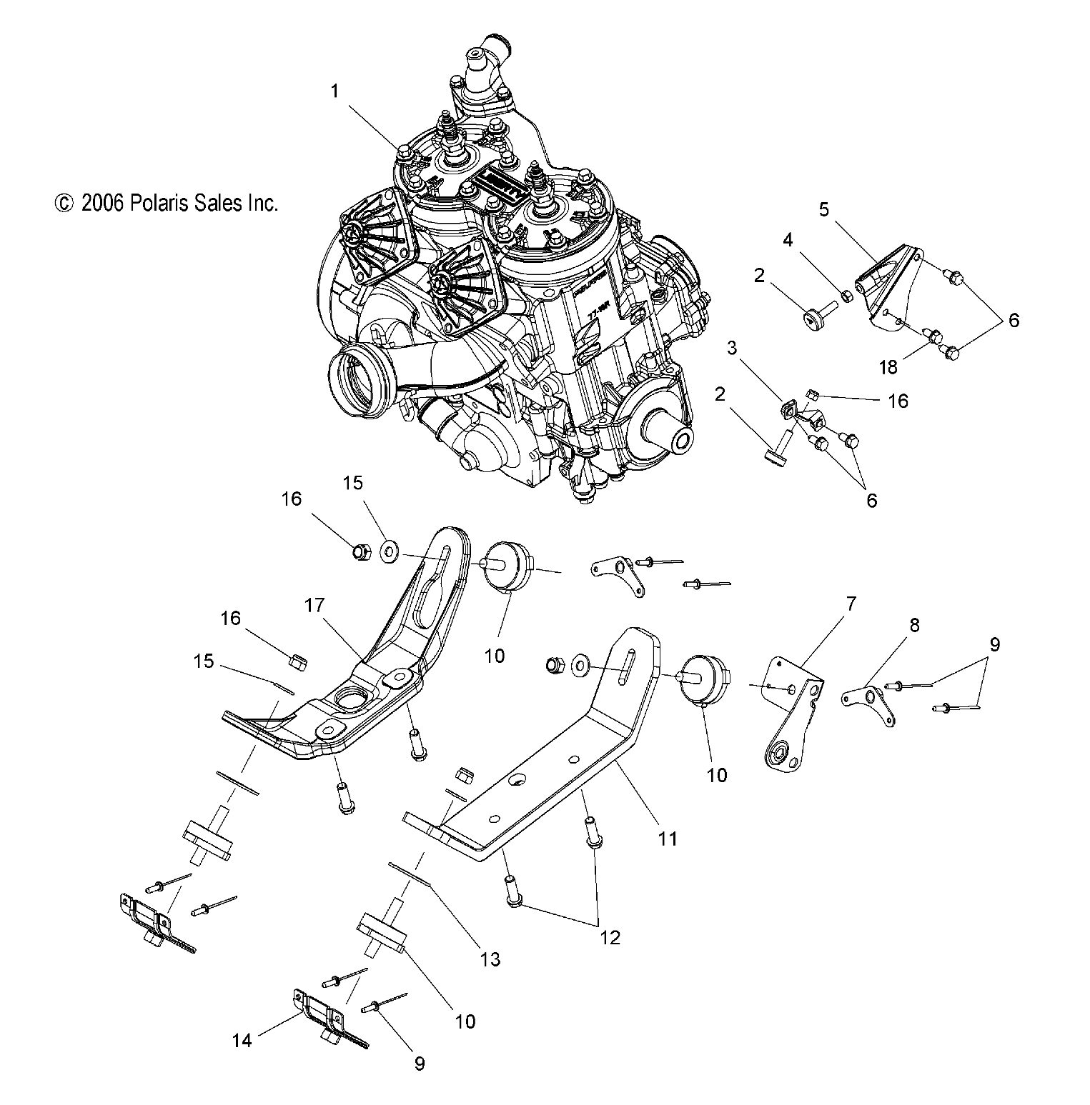 ENGINE, MOUNTING - S07PS6HS/HSA/HSB (49SNOWENGINEMOUNTCLEANSB)