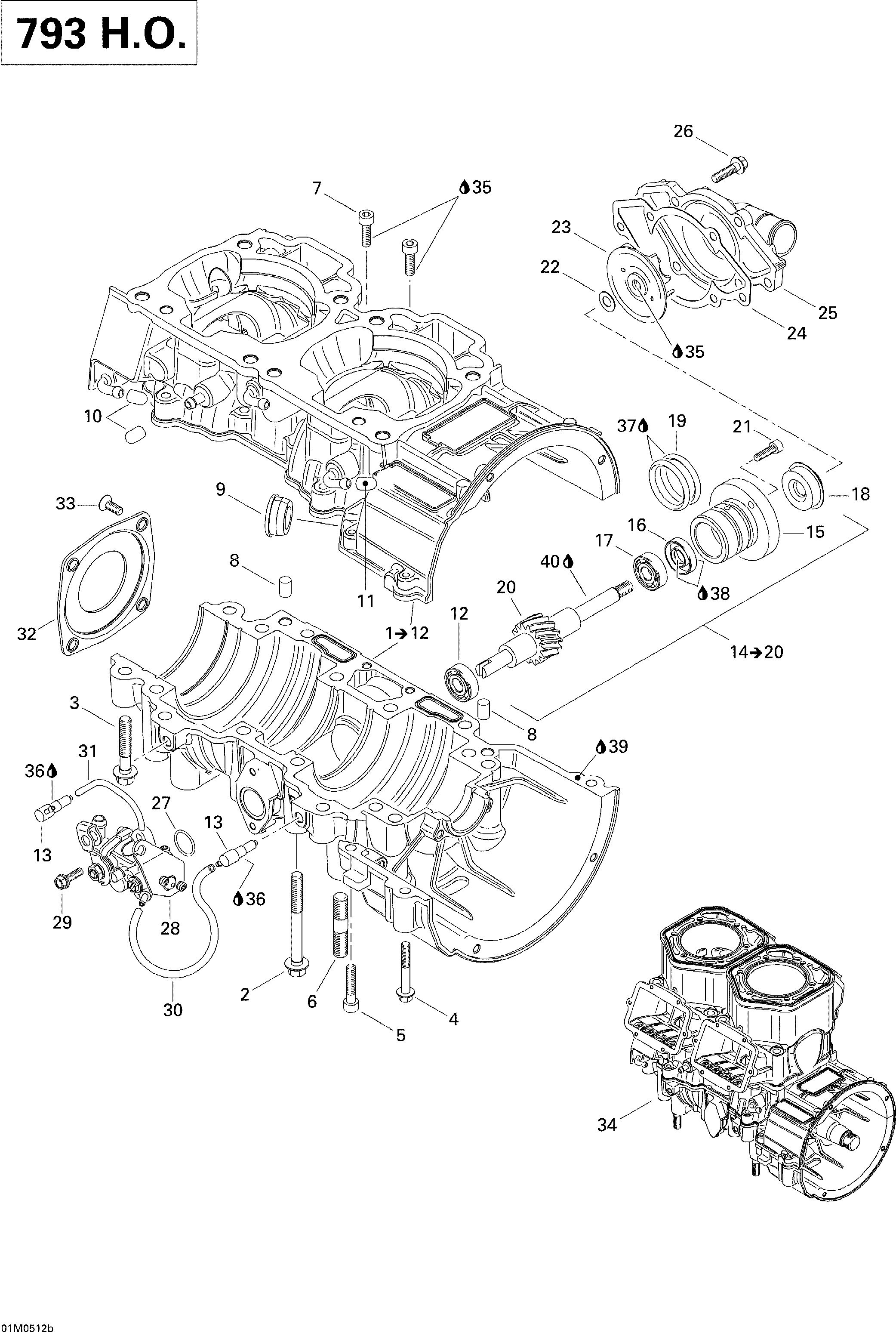 Crankcase, Water Pump And Oil Pump (793HO)