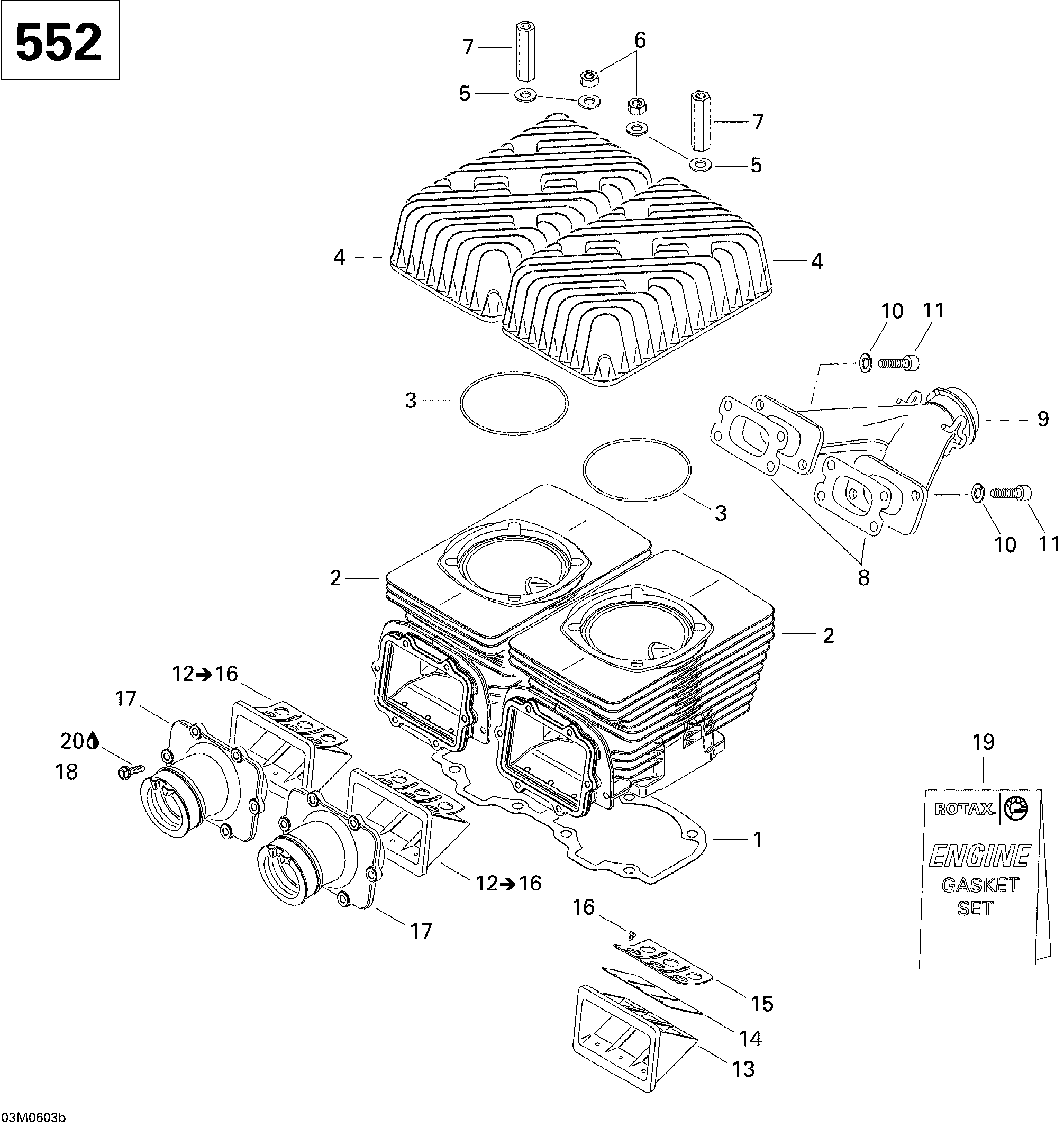 Cylinder, Exhaust Manifold And Reed Valve 552