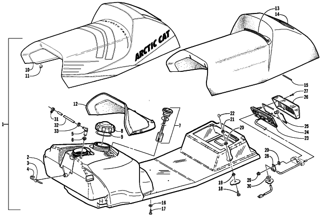 GAS TANK, SEAT, AND TAILLIGHT ASSEMBLY