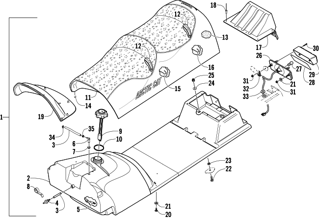 GAS TANK, SEAT, AND TAILLIGHT ASSEMBLY