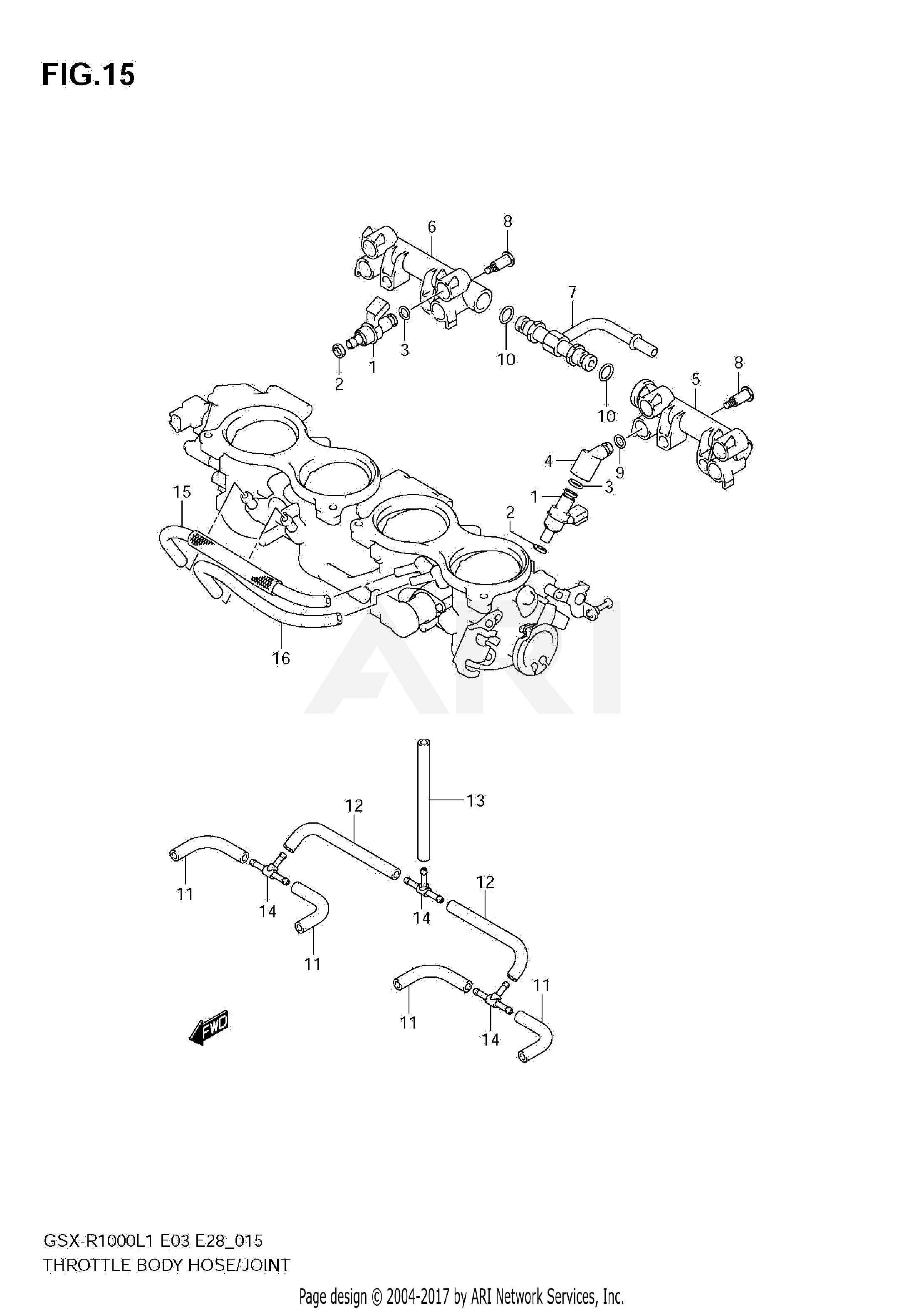 THROTTLE BODY HOSE/JOINT (GSX-R1000L1 E28)