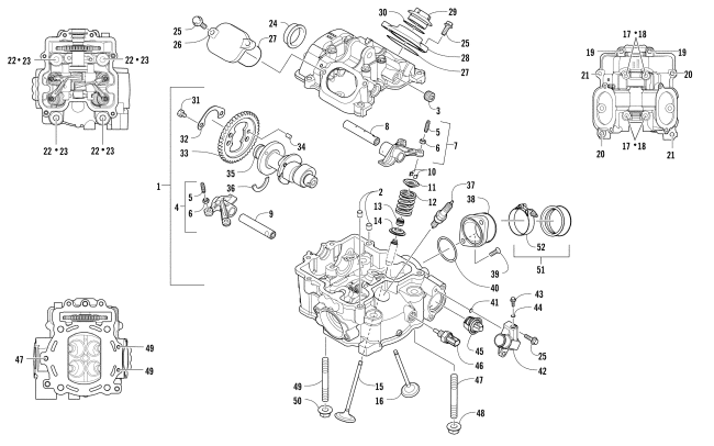 CYLINDER HEAD AND CAMSHAFT/VALVE ASSEMBLY