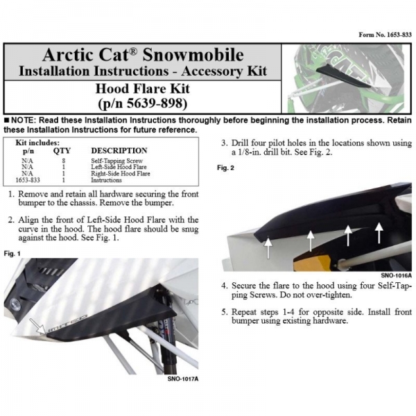 Дефлекторы на капот Arctic Cat 5639-898