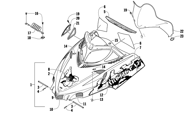 HOOD AND WINDSHIELD ASSEMBLY