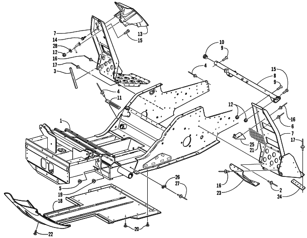 FRONT FRAME AND FOOTREST ASSEMBLY