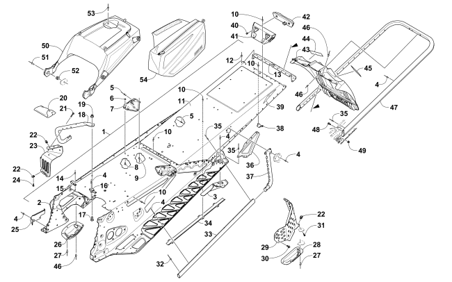 TUNNEL, REAR BUMPER, AND SNOWFLAP ASSEMBLY