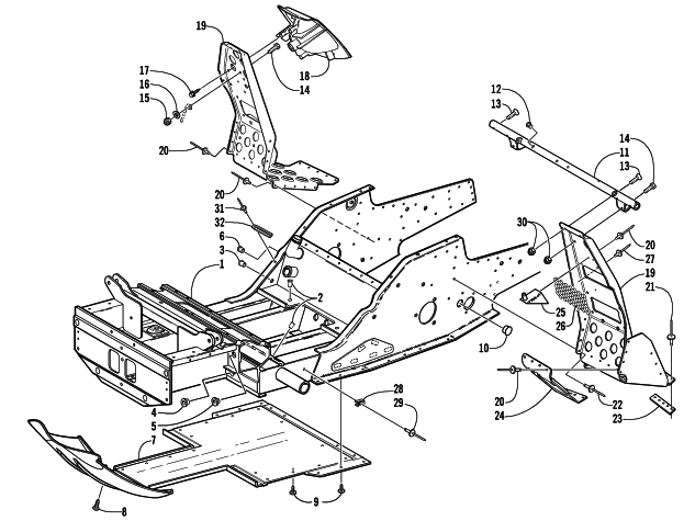 FRONT FRAME AND FOOTREST ASSEMBLY