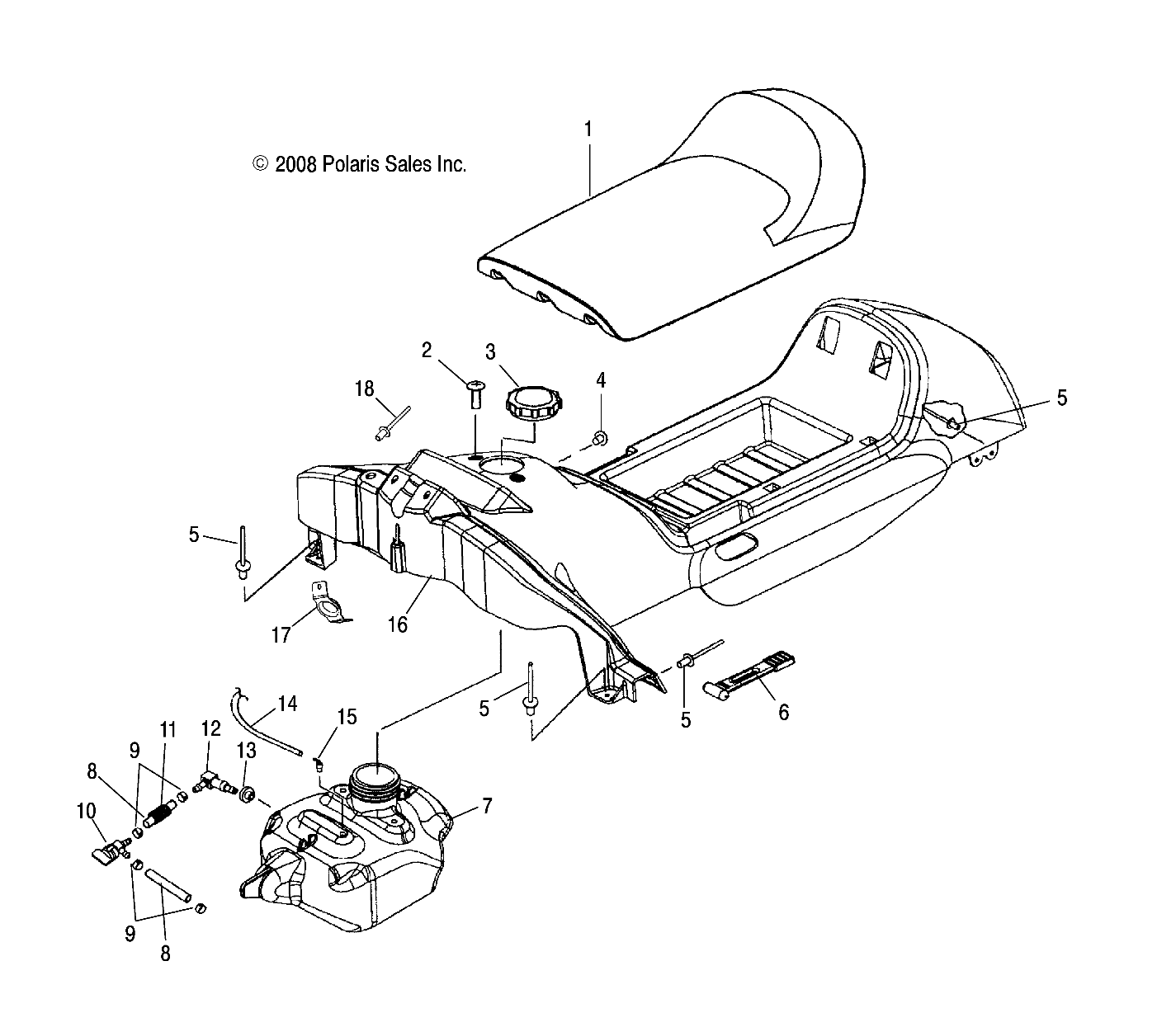 BODY, SEAT, FUEL TANK and CONSOLE - S17WAA1ASA/AEA (49SNOWSEAT09120)