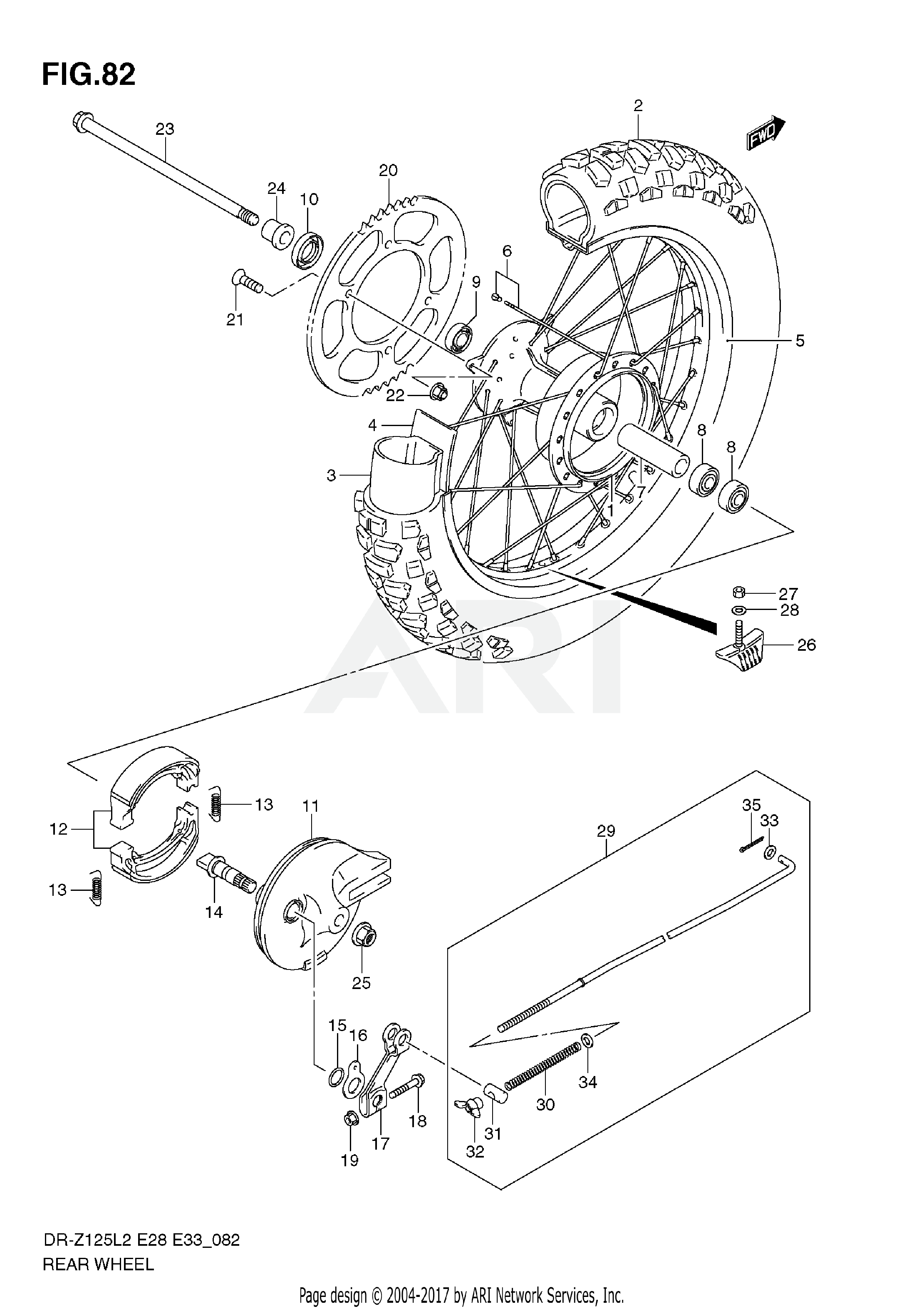 REAR WHEEL (DR-Z125L E33)