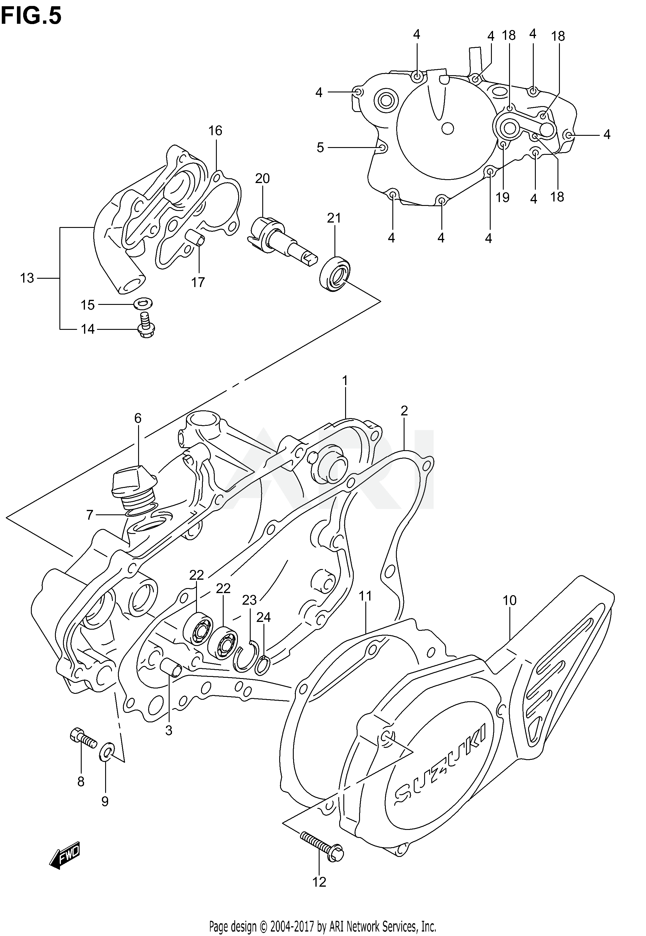 CRANKCASE COVER- WATER PUMP