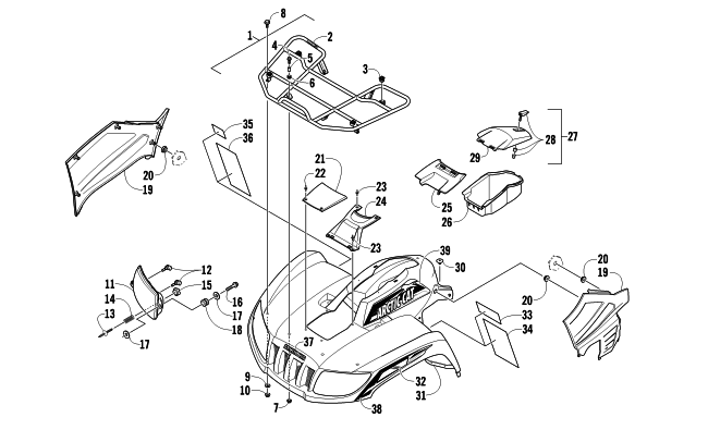 FRONT RACK, BODY PANEL, AND HEADLIGHT ASSEMBLIES