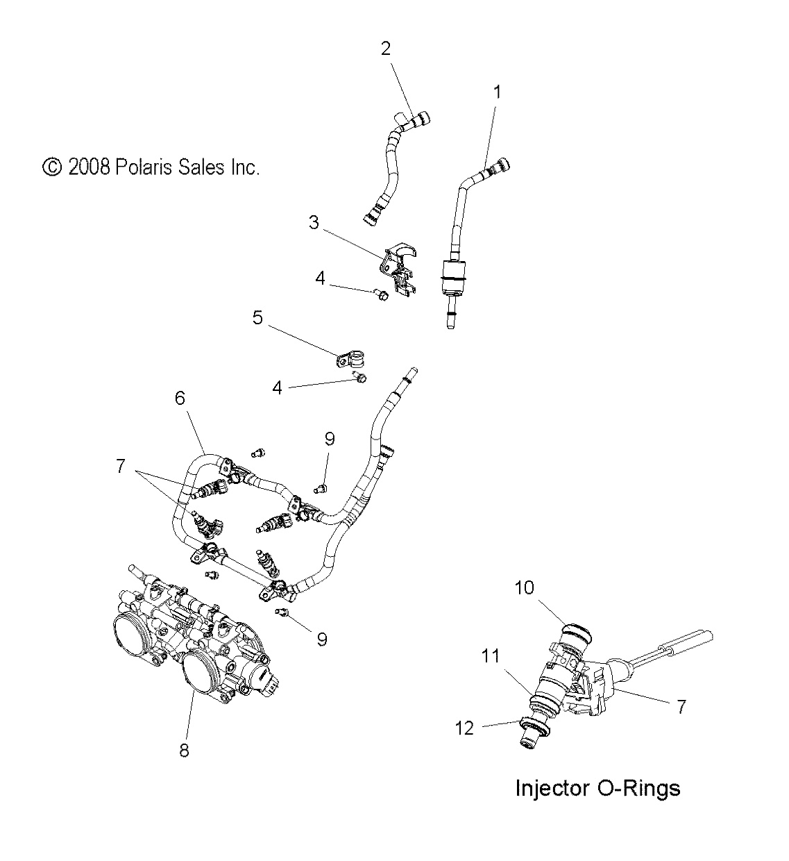 FUEL SYSTEM, RAIL, LINES and THROTTLE BODY - S09PM7JS/JSL (49SNOWFUELLINE09600IQ)