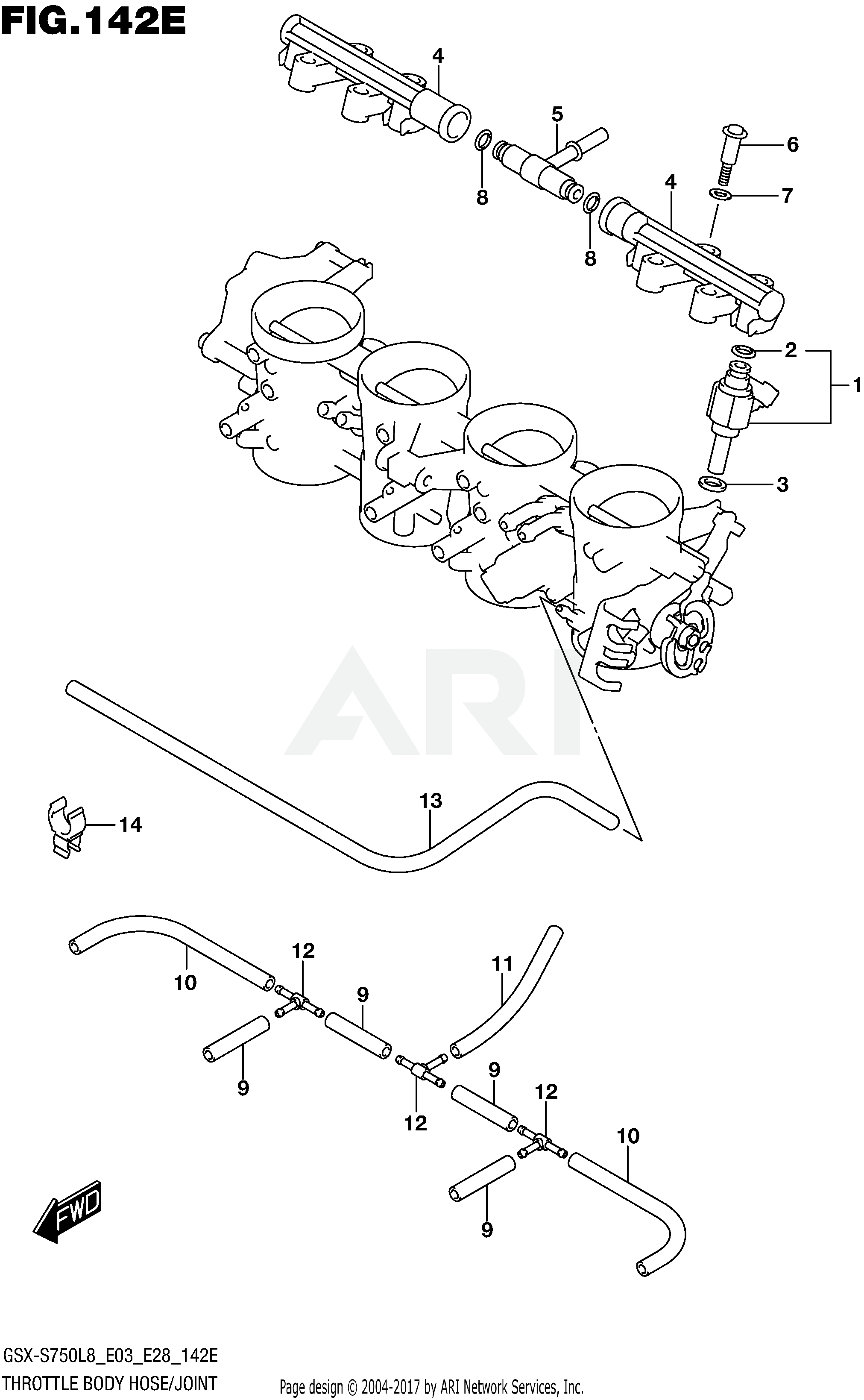 THROTTLE BODY HOSE/JOINT (GSX-S750AL8 E28)