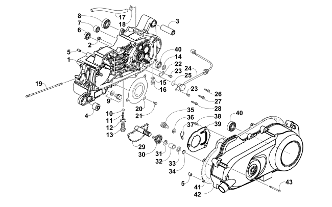 LEFT CRANKCASE AND COVER ASSEMBLY