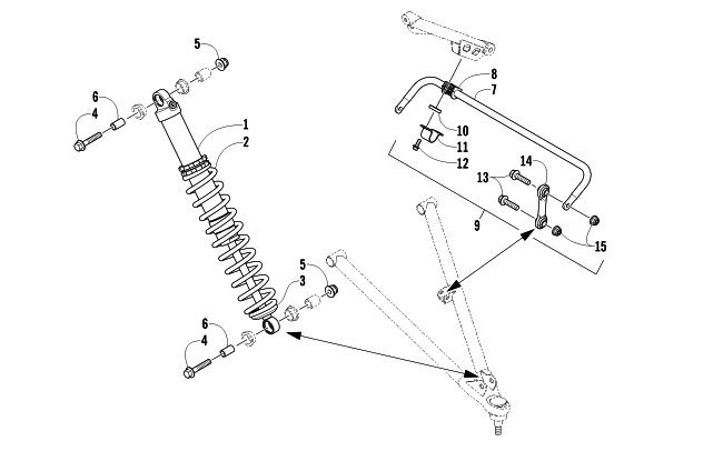 SHOCK ABSORBER AND SWAY BAR ASSEMBLY