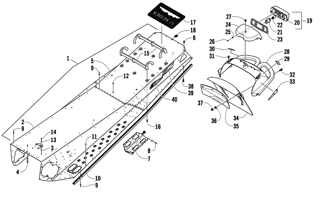 TUNNEL, REAR BUMPER, AND TAILLIGHT ASSEMBLY