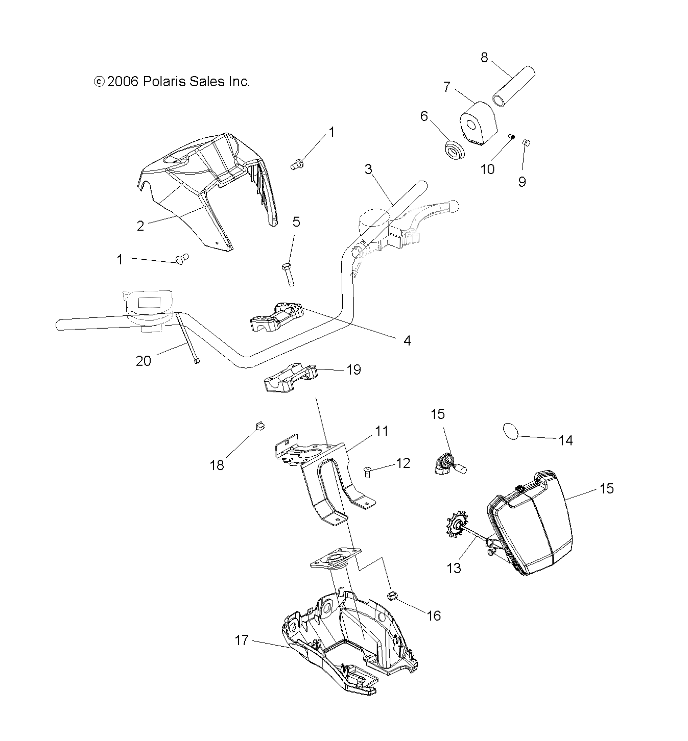 HANDLEBAR and HEADLIGHT POD - A07CL50AA (49ATVHANDLEBAR6X6)