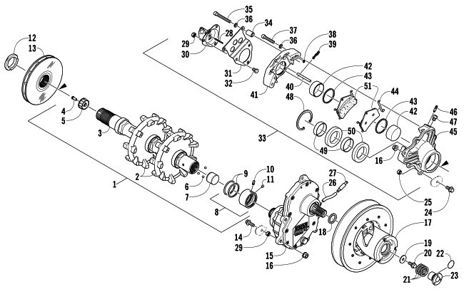 DRIVE TRAIN AND BRAKE ASSEMBLIES