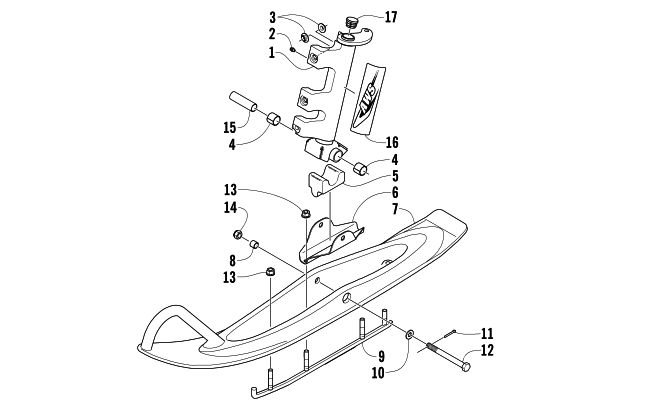 SKI AND SPINDLE ASSEMBLY