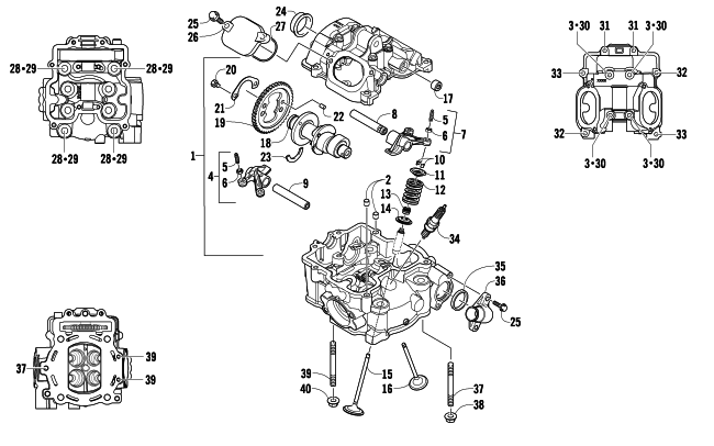 CYLINDER HEAD AND CAMSHAFT/VALVE ASSEMBLY