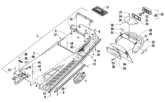 TUNNEL, REAR BUMPER, AND TAILLIGHT ASSEMBLY