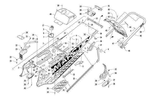 TUNNEL, REAR BUMPER, AND SNOWFLAP ASSEMBLY