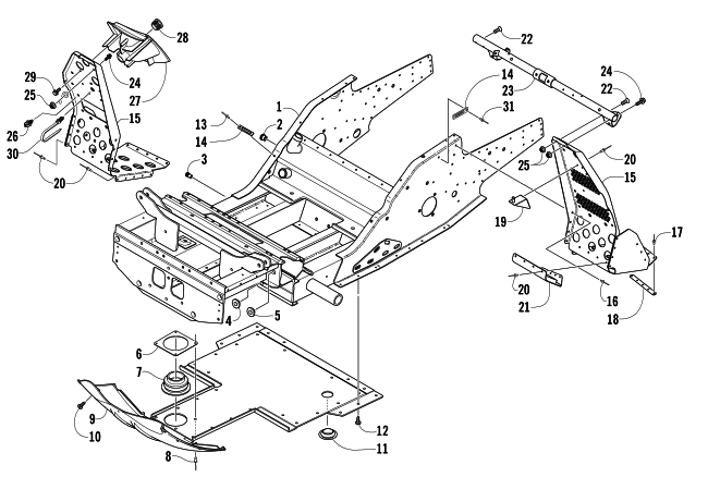 FRONT FRAME AND FOOTREST ASSEMBLY