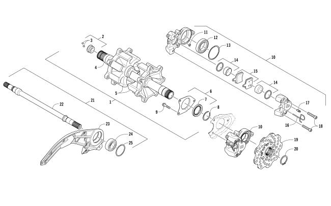 DRIVE TRAIN SHAFTS AND BRAKE ASSEMBLIES