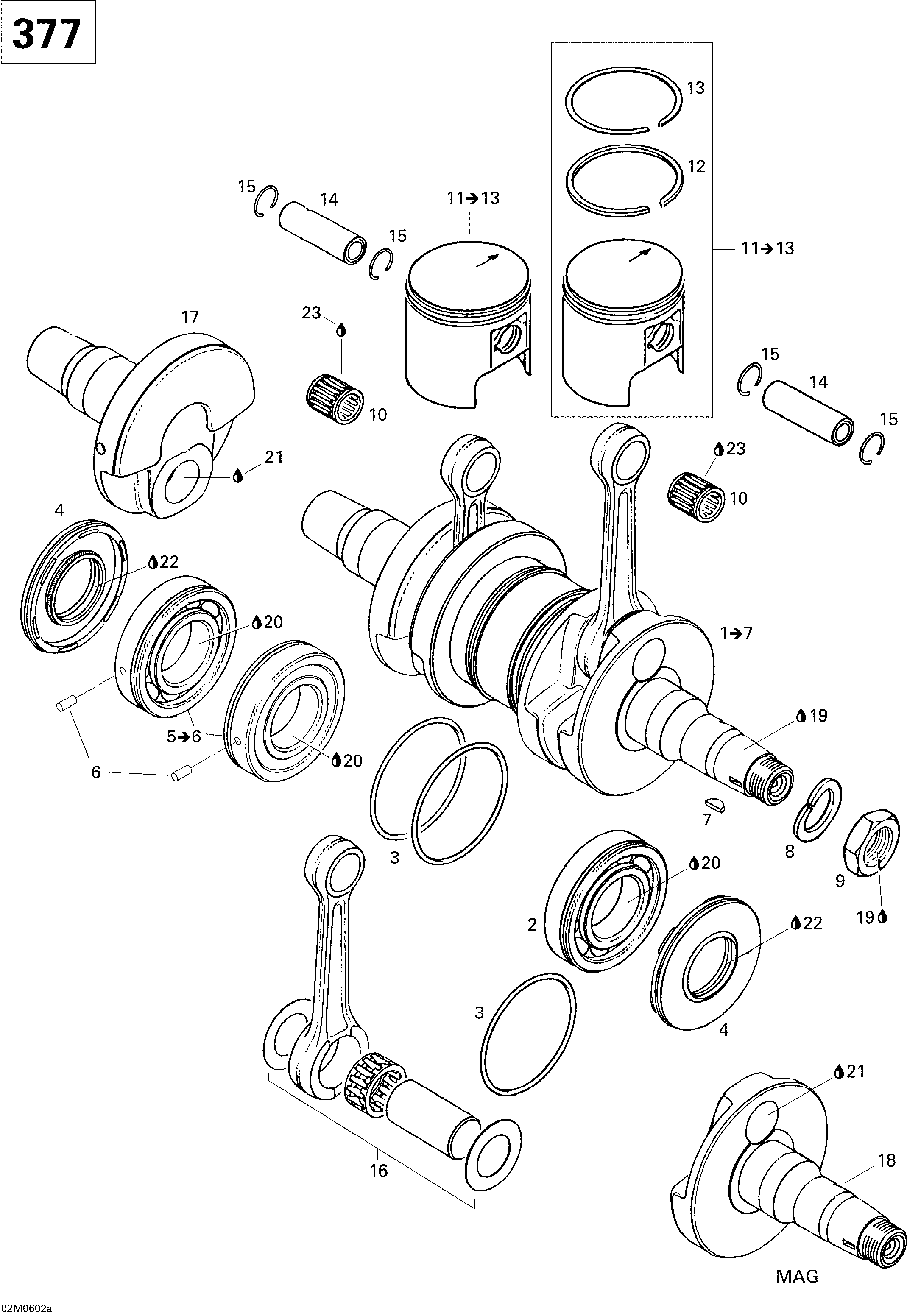 Crankshaft And Pistons MX Z 377