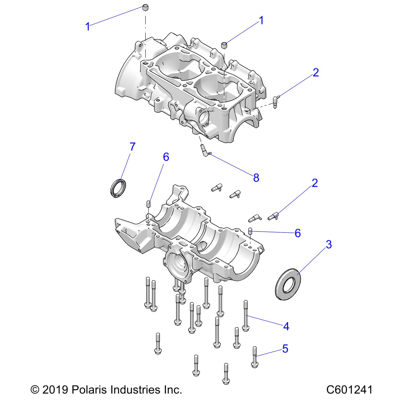 ENGINE, CRANKCASE - S19EEC8RS/REM ALL OPTIONS (C601241)