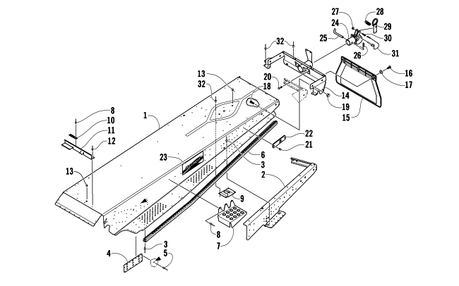 TUNNEL, REAR BUMPER, AND HITCH ASSEMBLY