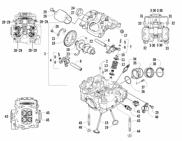 CYLINDER HEAD AND CAMSHAFT/VALVE ASSEMBLY