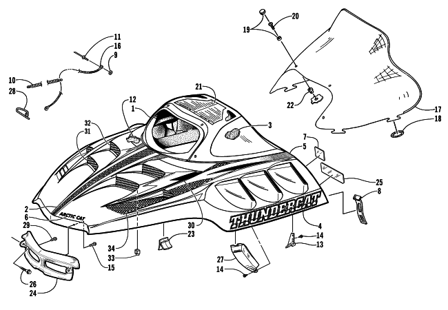 HOOD AND WINDSHIELD ASSEMBLY