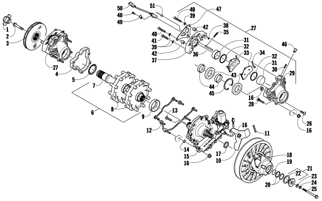 DRIVE TRAIN SHAFT AND BRAKE ASSEMBLIES