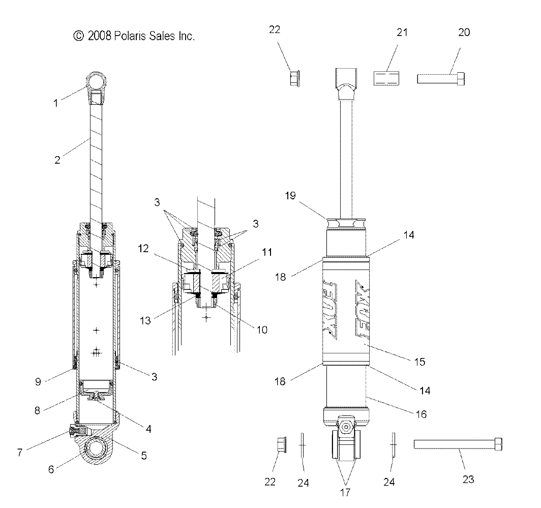 SUSPENSION, SHOCK, REAR TRACK (7043177) - S09PB8ES/ESL (49SNOWSHOCKREAR7043177SB)