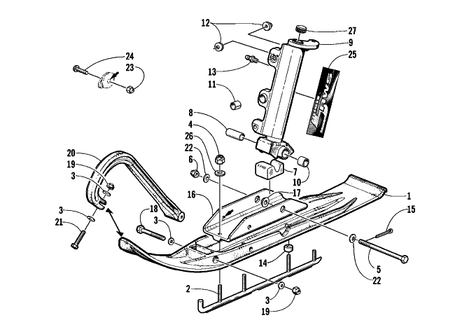 SKI AND SPINDLE ASSEMBLY