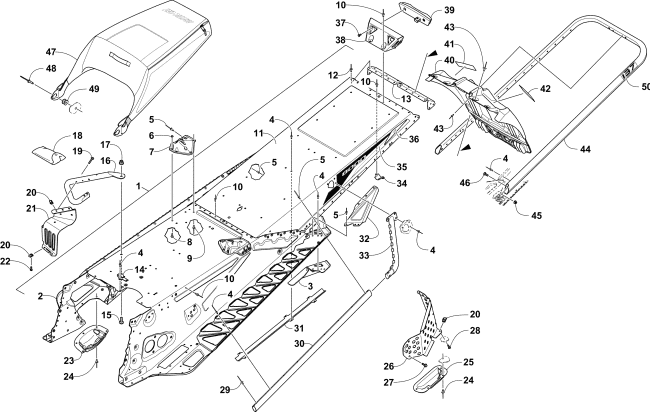 TUNNEL, REAR BUMPER, AND SNOWFLAP ASSEMBLY