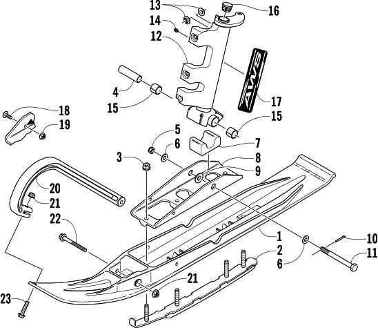 SKI AND SPINDLE ASSEMBLY