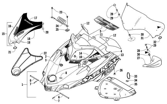 HOOD AND WINDSHIELD ASSEMBLY