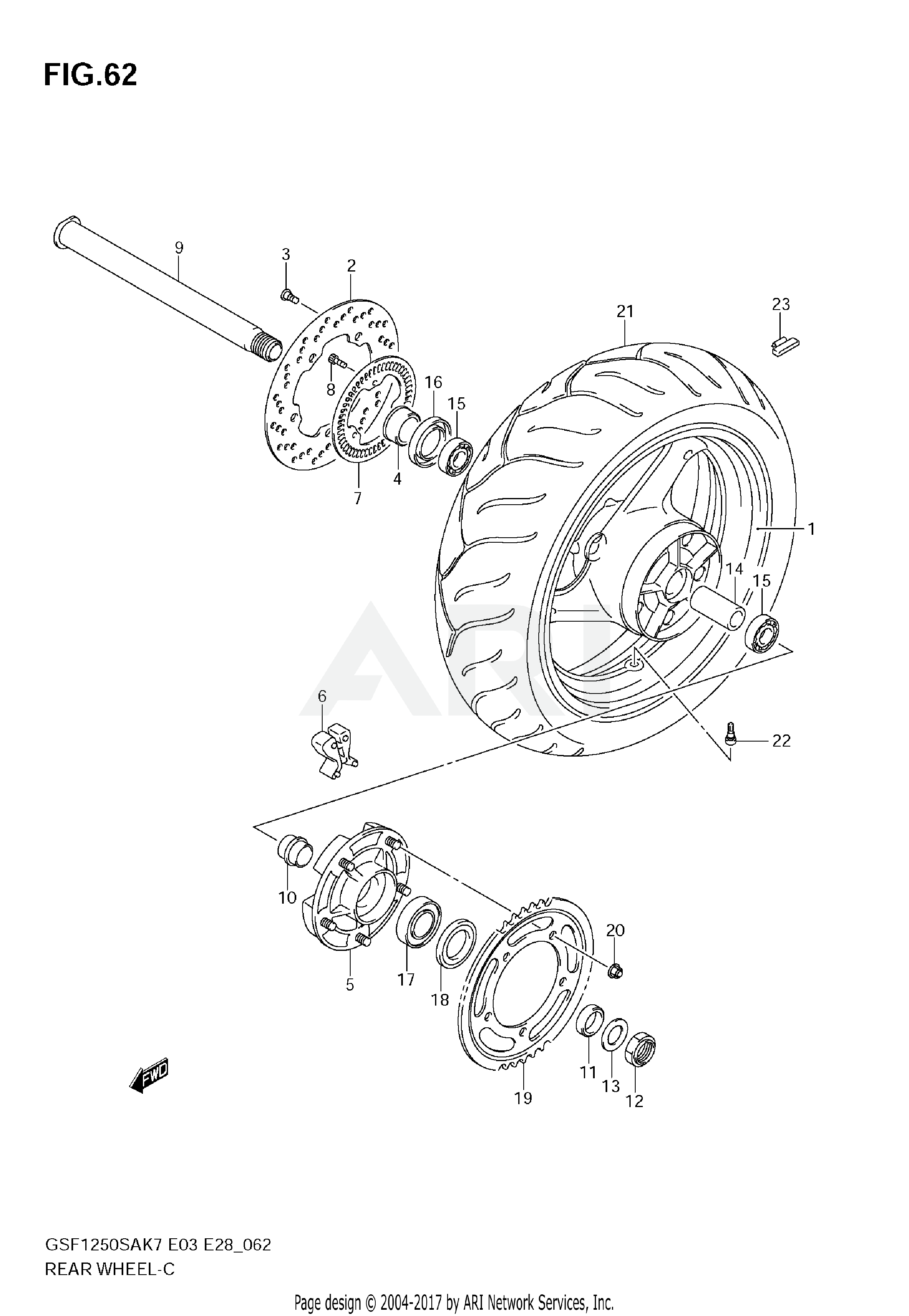 REAR WHEEL (GSF1250SAK7/SAK8/SAK9)