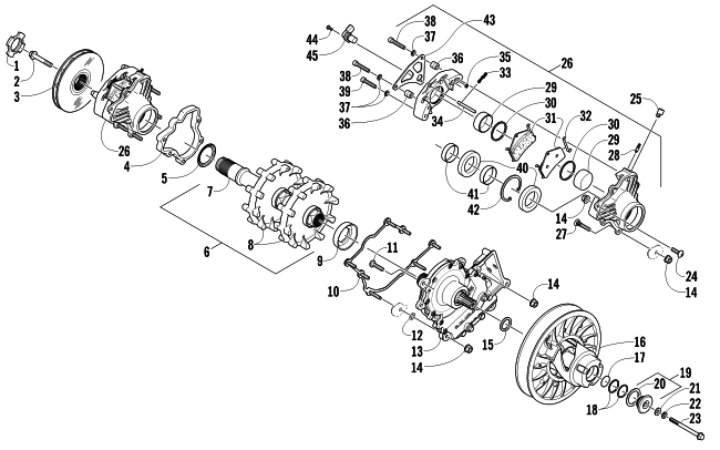 DRIVE TRAIN SHAFT AND BRAKE ASSEMBLIES