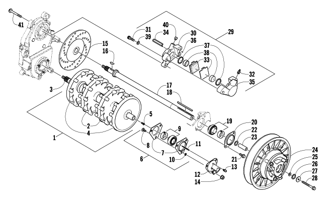 DRIVE TRAIN SHAFTS AND BRAKE ASSEMBLIES