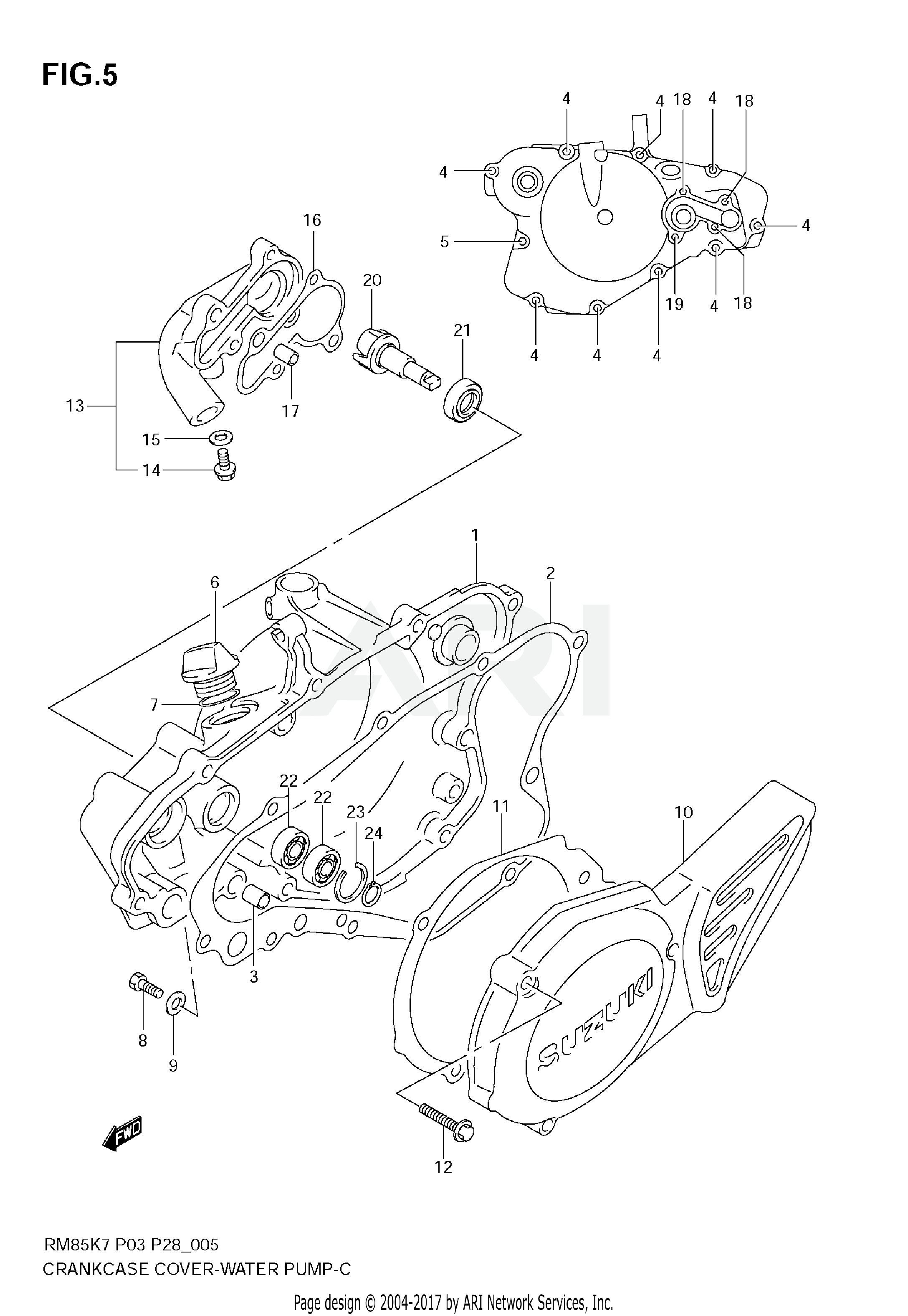 CRANKCASE COVER- WATER PUMP