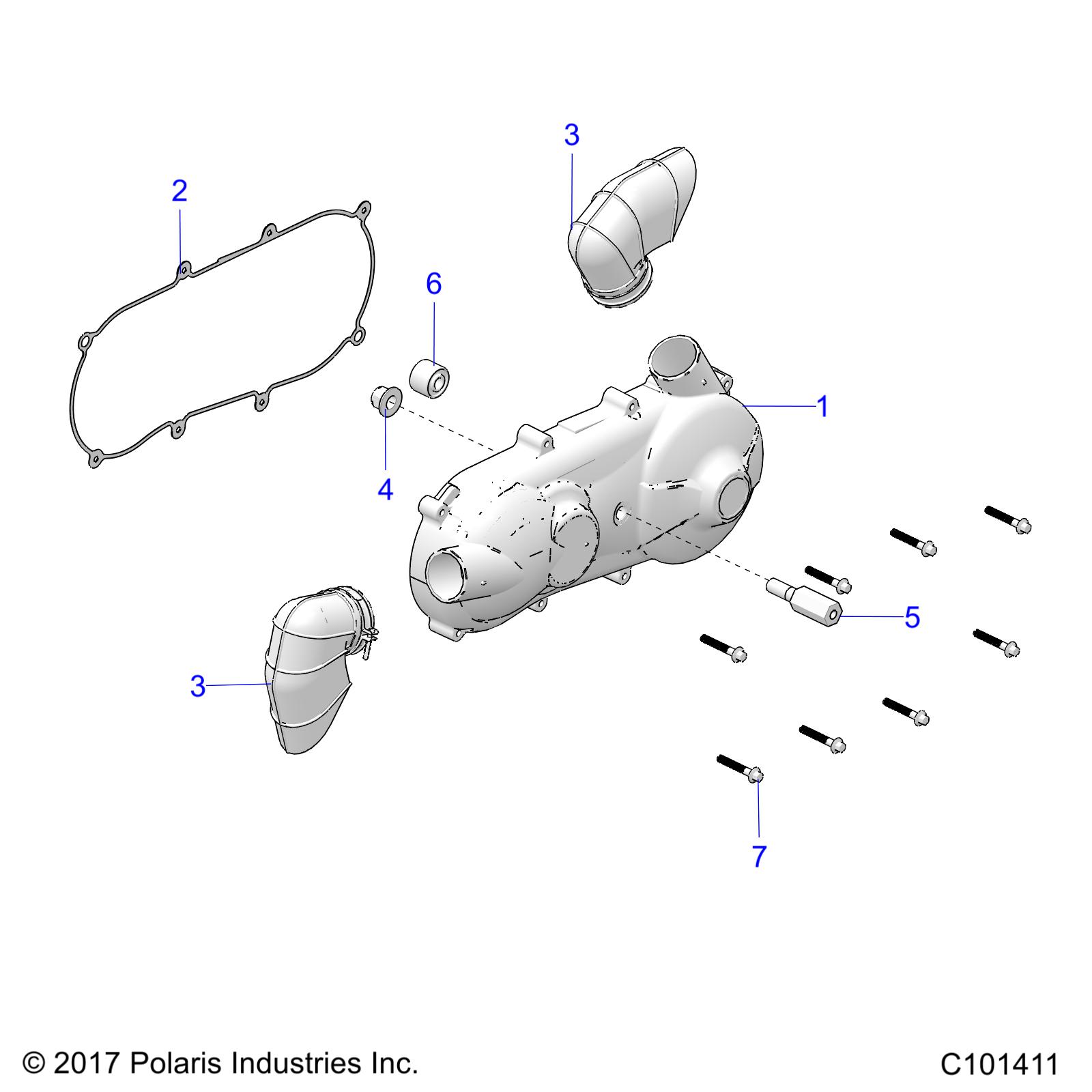 DRIVE TRAIN, CLUTCH COVER AND DUCTING - A18HZA15B4 (101411)