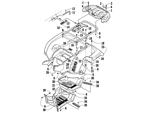 REAR RACK, BODY PANEL, AND FOOTWELL ASSEMBLIES