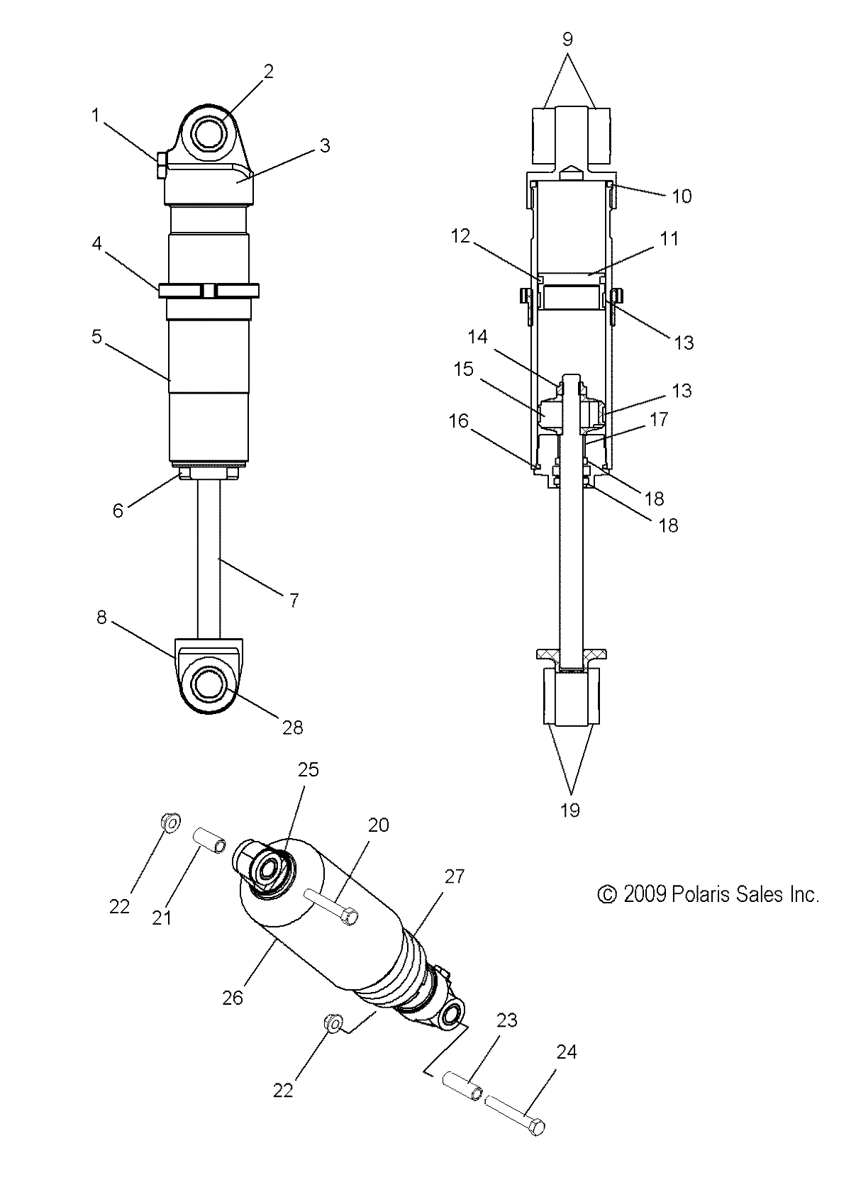 SUSPENSION, SHOCK, FRONT TRACK (7043717) - S11PS6HSA/HSL (49SNOWSHOCKFRONT7043717)