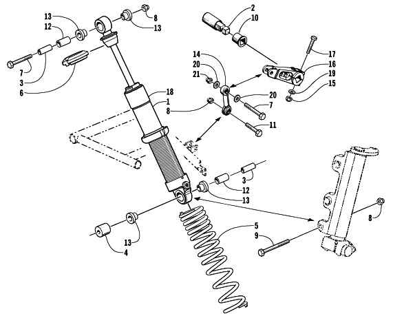 SHOCK ABSORBER AND SWAY BAR ASSEMBLY